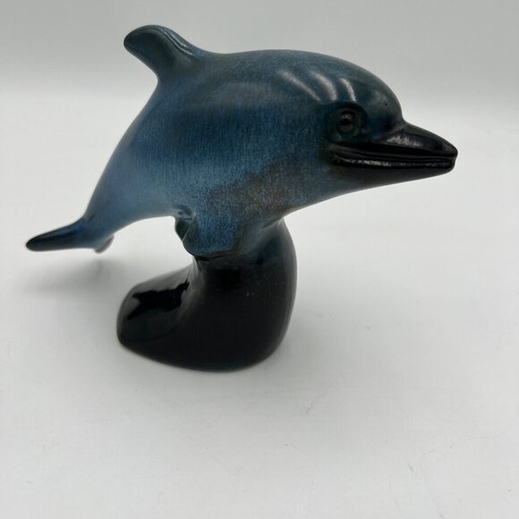 Howard Pierce Porcelain Dolphin Figurine Glossy Blue Glaze California Pottery - Picture 7 of 11